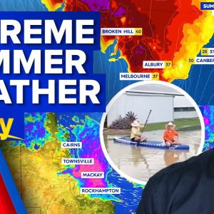 Brutal heatwave to sweep over east coast, Queensland summer storms | 9 News Australia