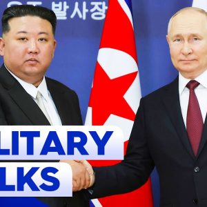 President Vladimir Putin confirms Russia is in military talks with North Korea | 9 News Australia