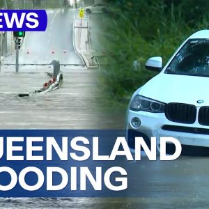 South-east Queensland hit with flash flooding caused by torrential rain | 9 News Australia