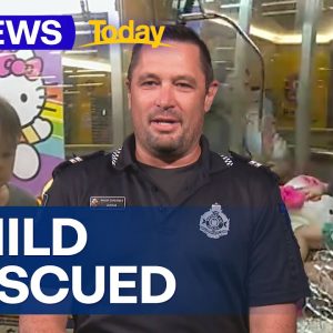 Rescue of three-year old trapped in claw machine | 9 News Australia