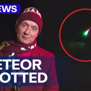 Meteoroid spotted behind 9News weather presenter on live TV | 9 News Australia
